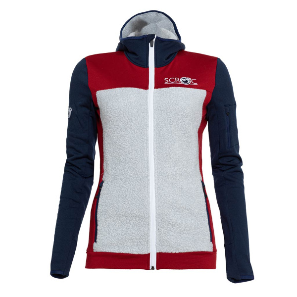 sFleece Merino Jacke Akiro w dunkelblau/dunkelrot für Damen von SCROC.